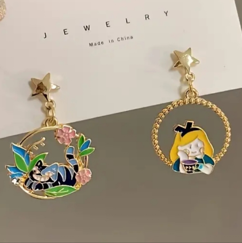 Alice and wonderland earrings